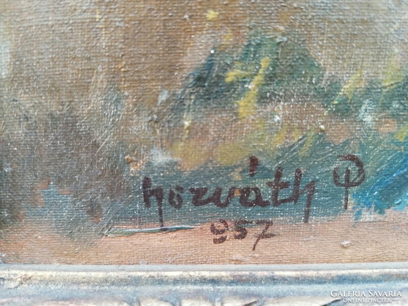 Horváth P. 1957 olaj-vászon életkép festmény