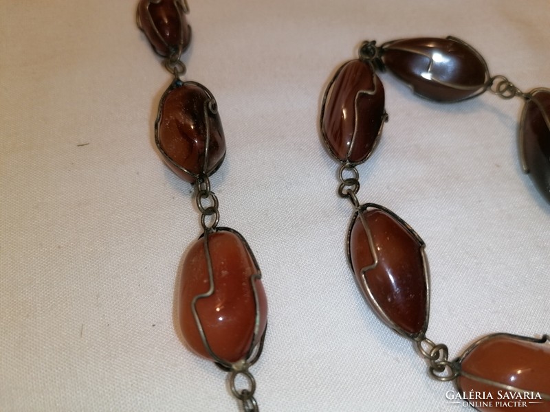 Mineral necklace and bracelet set (jasper?) 133 Grams