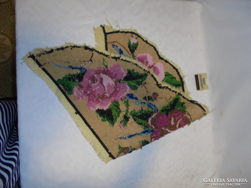 Old rose decorative pillow front - cross-stitch hand embroidery
