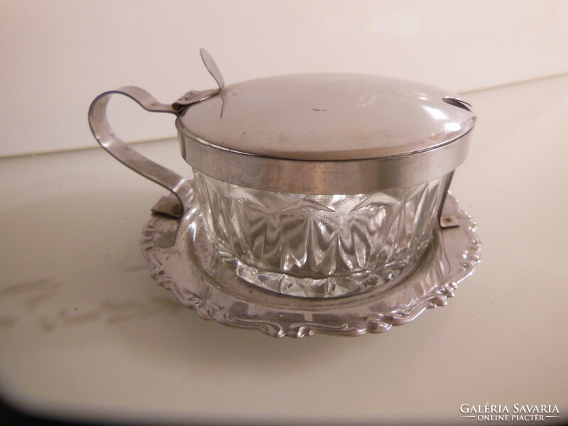 Sugar bowl - silver-plated - 14 x 12 x 5 cm - English - thick - crystal - perfect