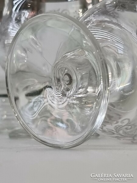 Platina peremű, dúsan díszített vintage kristály 6 db-os  pohárkészlet