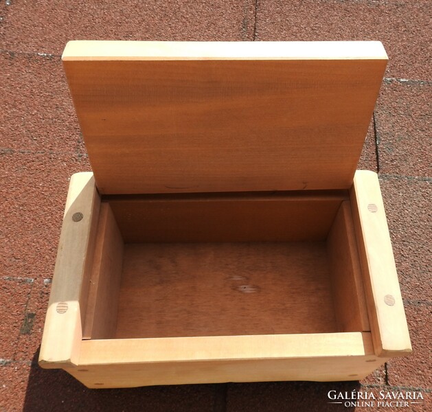 Carved wooden box with a village scene - folk carving