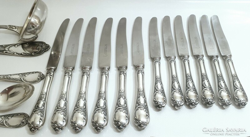 Silver-plated, art nouveau, Solingen, Gebrüder krumm 6-person cutlery set (54 pieces)