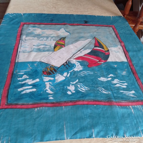 Hand-dyed pure silk shawl, 88 x 87 cm