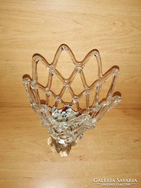 Retro áttört szakított üveg váza - 26 cm magas (8/d)