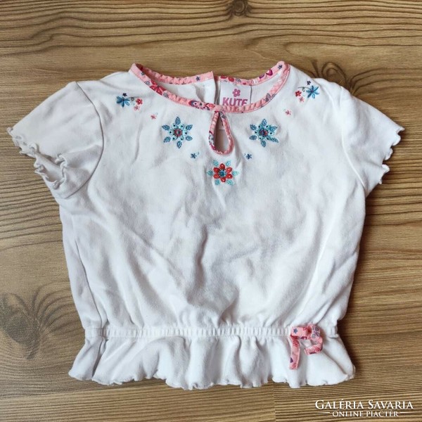 Kute white cotton top with floral pattern (98, 2-3 years)