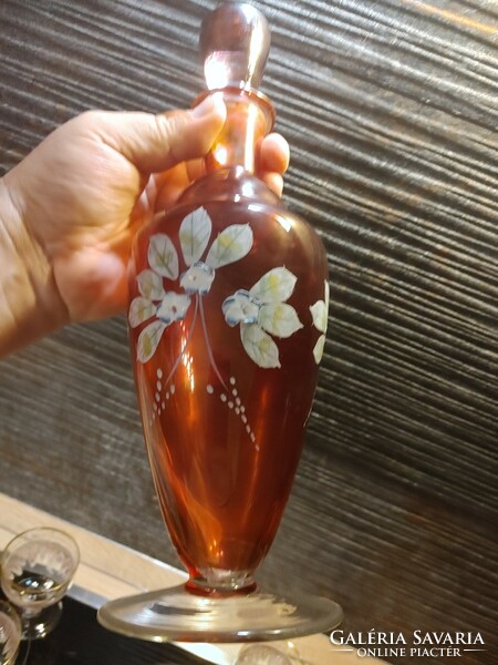 Kézzel festett pálinkás boros butella kiöntő   boros színes üveg  pálinkás üveg palack dugóval