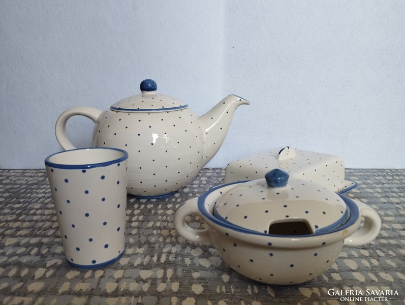 Austrian gmundner ceramic set with blue dots