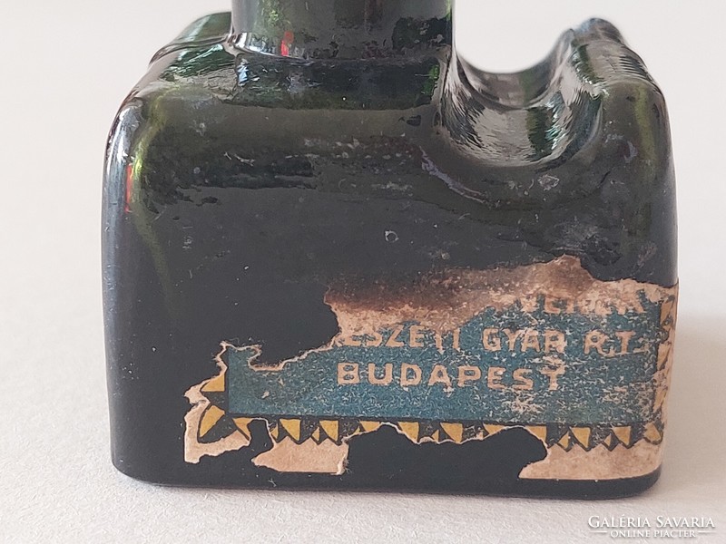 Antik Müller Testvérek Vegyészeti Gyár R.T. tintásüveg címkés tintatartó palack sérült