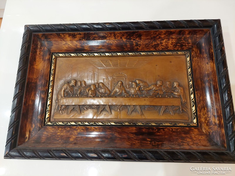 Last Supper copper wall picture in frame