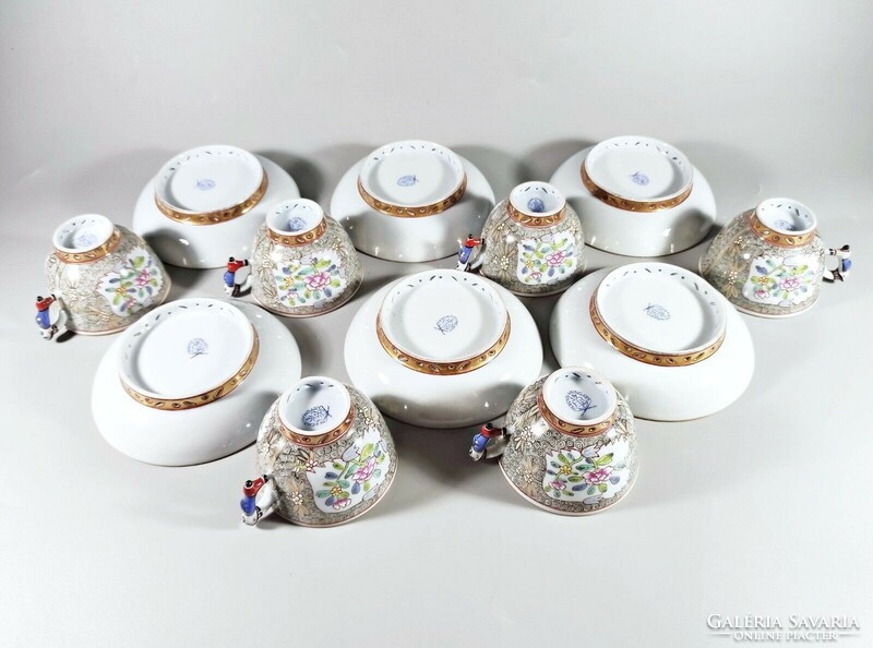 Herendi, cubash (cu) pattern 6-person mocha set, hand-painted porcelain! P202)