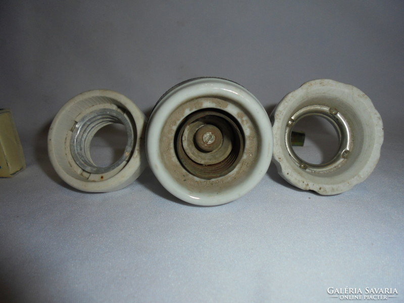 Old porcelain electrical installation items - sockets - three pieces together
