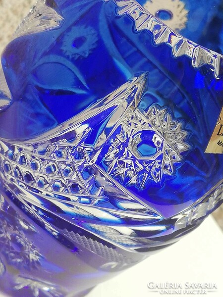 Meseszép jelzett kék kristály váza