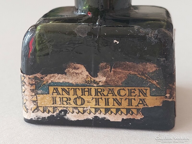 Antik Müller Testvérek Vegyészeti Gyár R.T. tintásüveg címkés tintatartó palack sérült