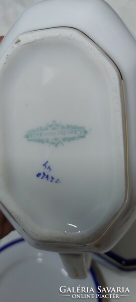 Detail of marked, white - cobalt blue - gold porcelain tableware