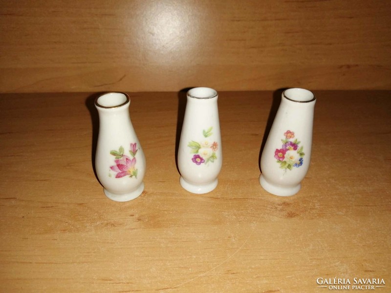 Hollóházi porcelán mini váza 3 db egyben - 5,3 cm magasak (1/p)