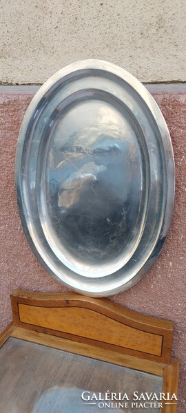 Ezüstözött alpakka tálca, ovális, 50 cm