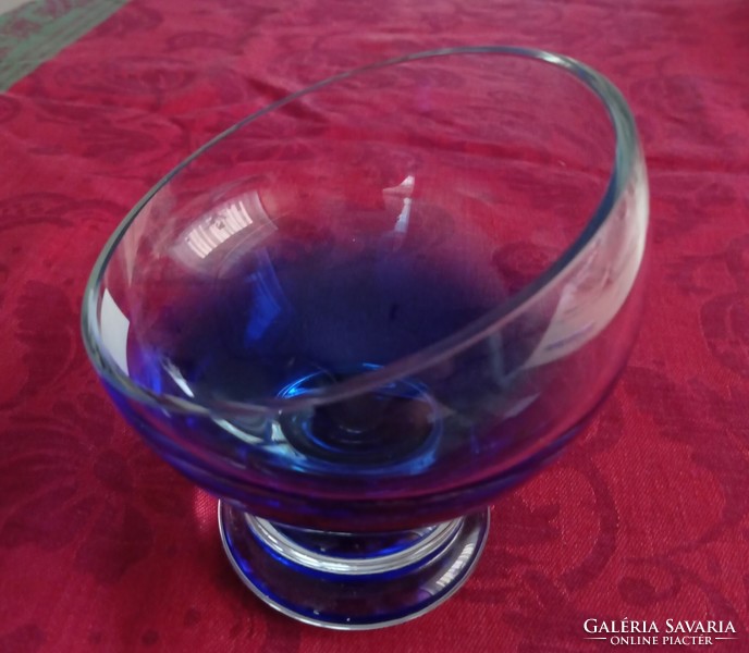 Flirt by R& B dekoratív kobaltkék üveg kehely, kínáló,