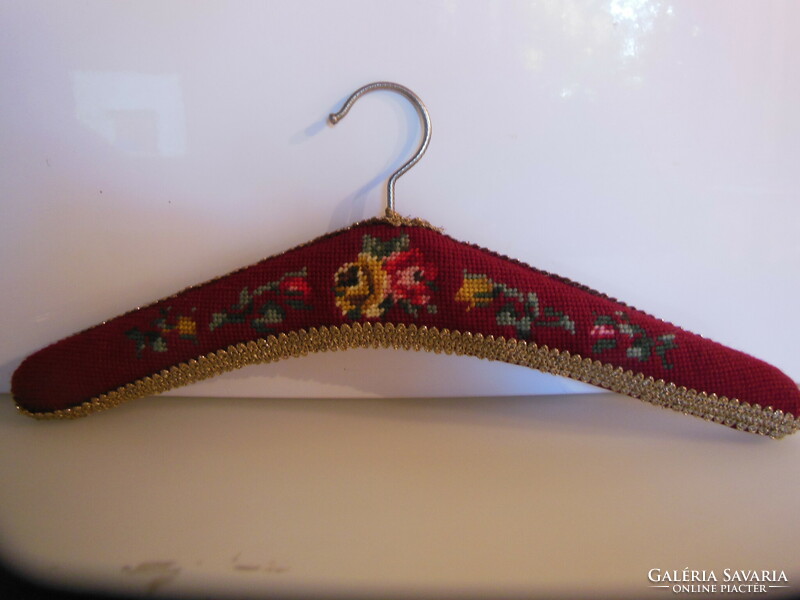 Hanger - hand embroidered - gobelines - velvet - hanger - 43 x 7 cm - old - Austrian - flawless