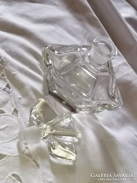 Régi, csiszolt üvegdugós parfümös díszüveg