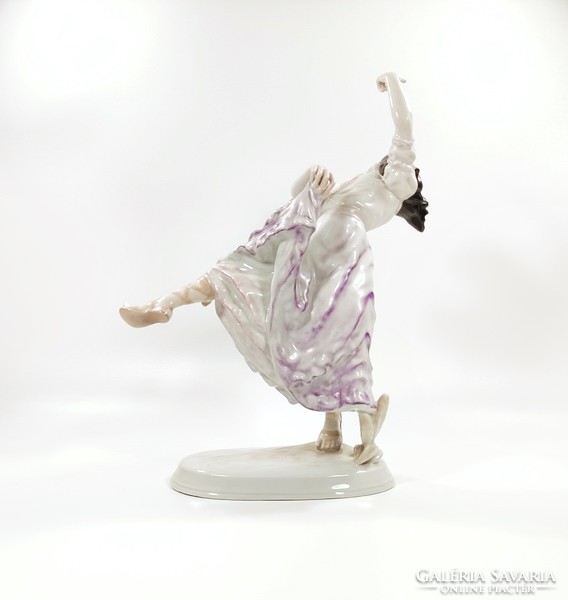 HERENDI, BÁJOS TÁNCOLÓ CIGÁNY LÁNY KÉZZEL FESTETT PORCELÁN FIGURA, HIBÁTLAN! (P140)