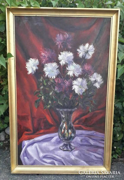 Floral painting / armchair.