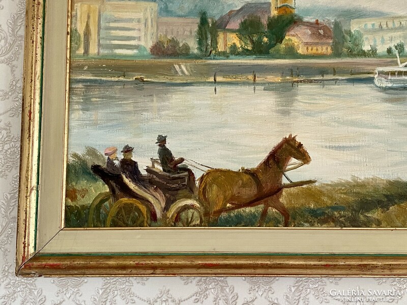 Dunaparti látkép Szamosvári József festménye