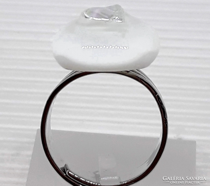 Stainless steel! Diamond luster shine handcrafted glass ring