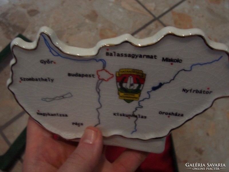 Határőrség ritka országtérkép porcelán díszdobozában