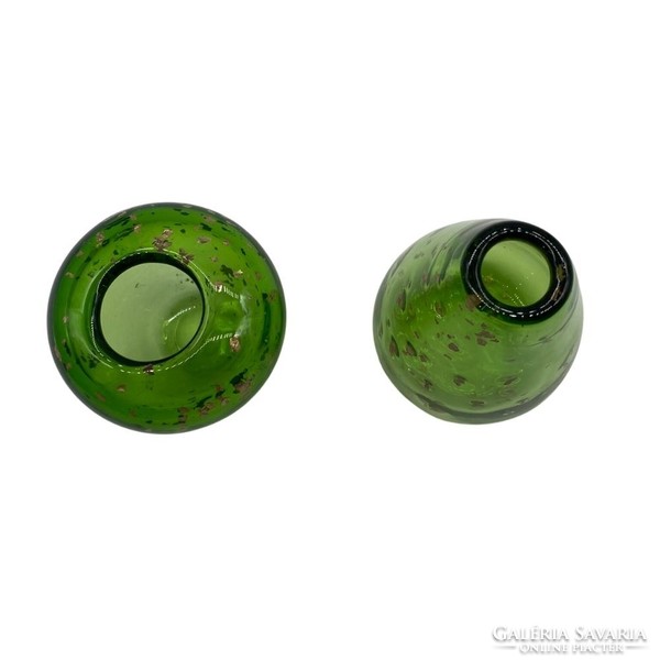 Pair of green-gold small glass vases - m1354