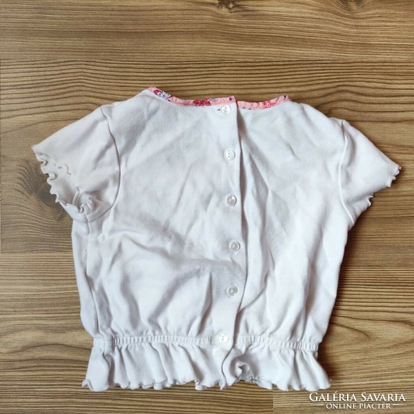 Kute white cotton top with floral pattern (98, 2-3 years)