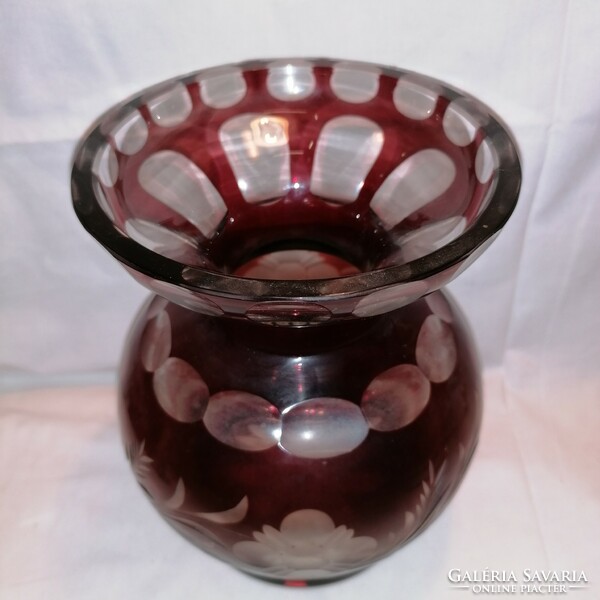 Antique, unusually thick, pickled, peeled, polished, spherical glass vase