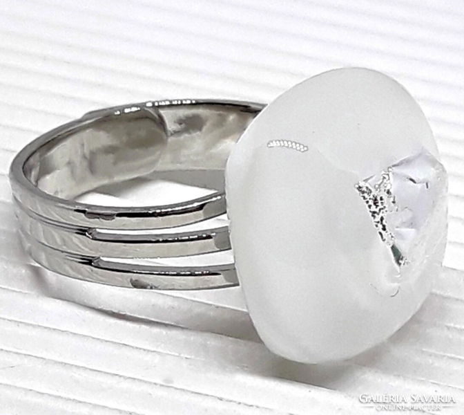 Stainless steel! Diamond luster shine handcrafted glass ring
