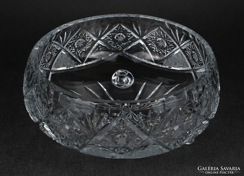 1O034 Nagyméretű csiszolt kristály asztalközép kínáló tál