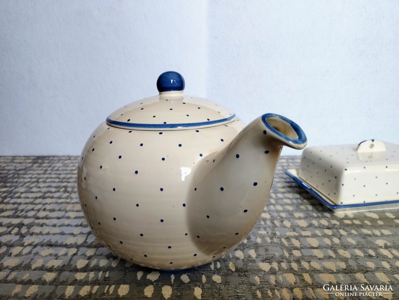 Austrian gmundner ceramic set with blue dots