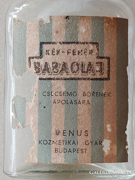 Régi babaolajos üveg Kék-Fehér Babaolaj Venus palack
