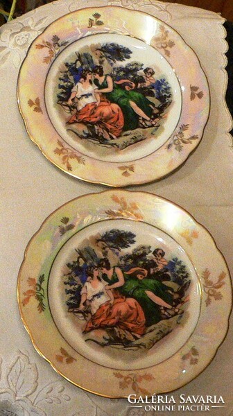 Antique scenic luster glazed kahla porcelain plates