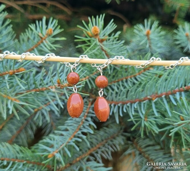 Earrings made of sunstone mineral