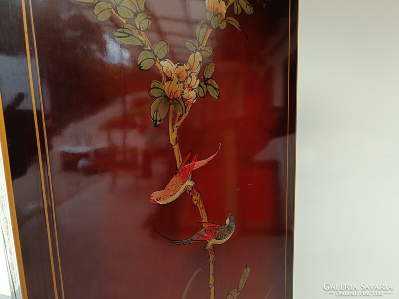 Antique Chinese furniture painted plant bird motif large gold lacquer 5 door cabinet 604 7799
