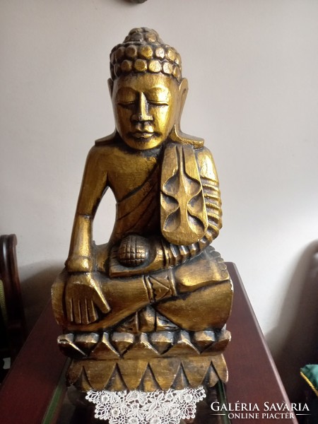 Nagyméretű fa Buddha szobor  ( 51 cm )