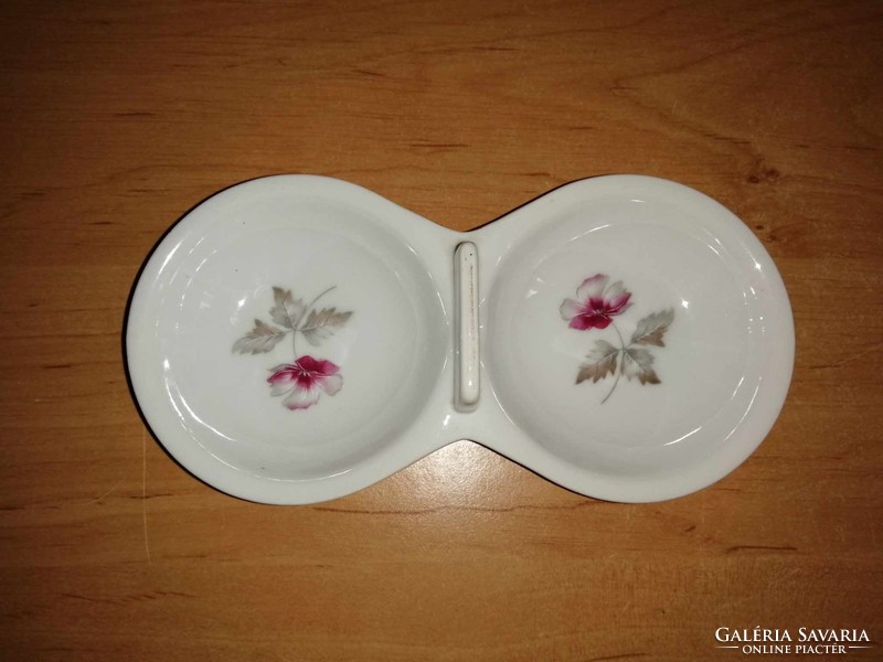 Alföldi porcelain salt and pepper shaker with purple flowers - length 16 cm (5/d)