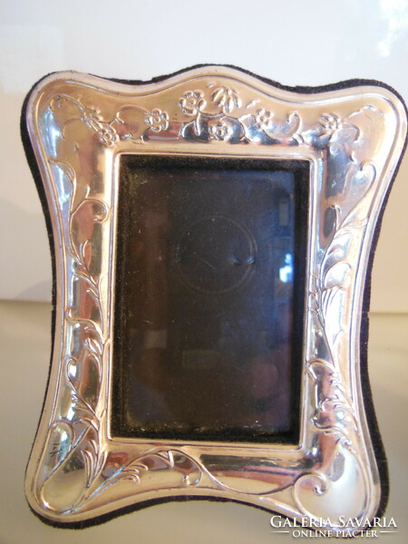 Photo holder - 2 pcs - silver-plated - 11 x 9 cm - embossed - velvet - English - like new