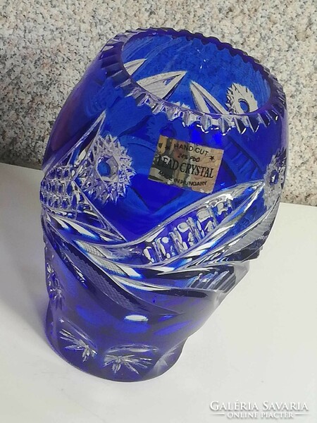 Meseszép jelzett kék kristály váza