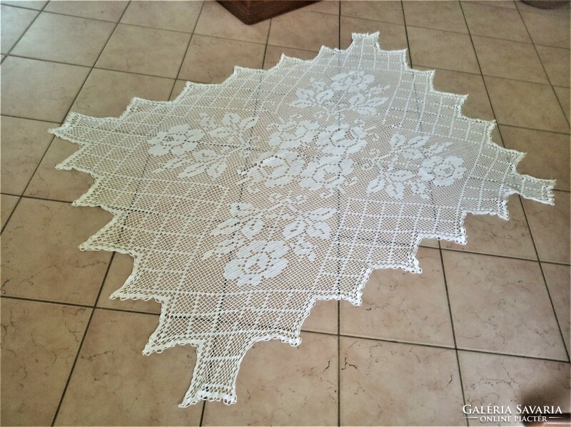 Old crocheted lace tablecloth - 105x150 cm