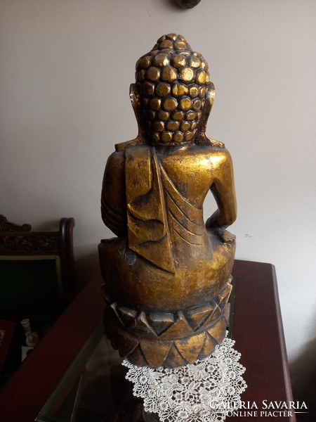 Nagyméretű fa Buddha szobor  ( 51 cm )
