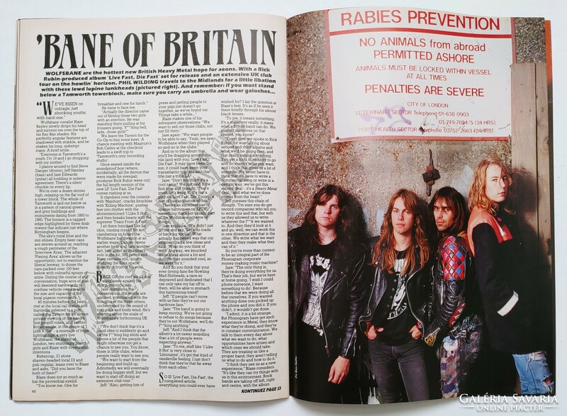 Kerrang magazin 89/7/15 Wolfsbane Mötley Suicidal T Onslaught Faith No More Salty Dog Pink Floyd