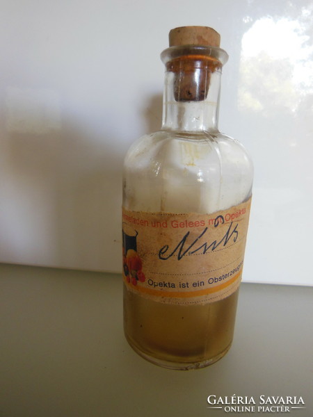 Bottle - antique - 11 x 4.5 cm - peach label - German - flawless
