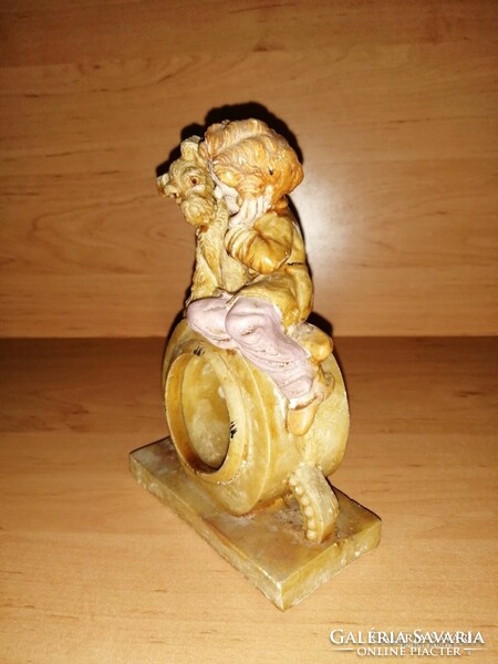 Little girl with a dog salt sculpture figure - 16.5 cm high