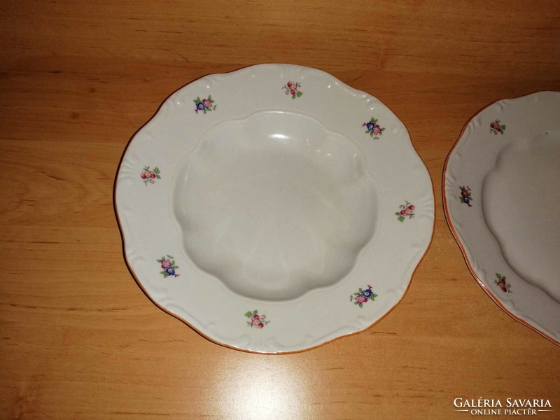 Zsolnay porcelán virágmintás mélytányér és lapostányér egyben (2p)