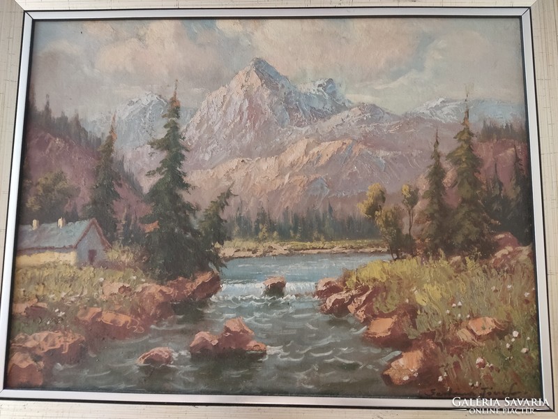 Jan grotkovsky (1902-1961): Tatras, 29x40 cm landscape stream